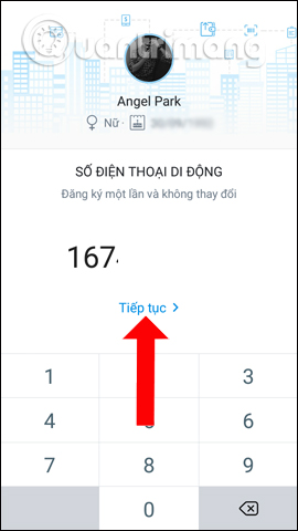 Nhập số điện thoại đăng ký