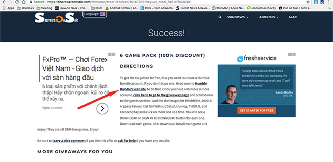  Kích vào dòng chữ Humble Bundle’s website