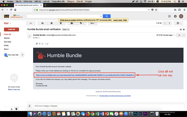 Kích hoạt tài khoản Humble Bundle