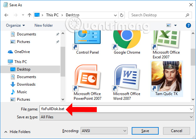 Cách tạo file BAT sửa lỗi full disk Windows 10
