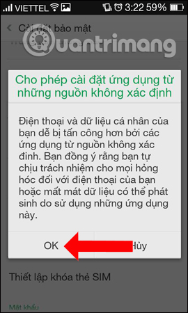 Cài ứng dụng không rõ nguồn gốc 