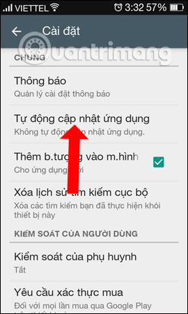 Tùy chọn cập nhật ứng dụng Android