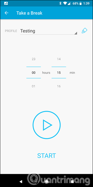 Chọn thời gian không sử dụng ứng dụng 