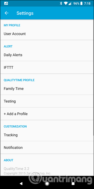 Các tính năng khác của Quality Time 