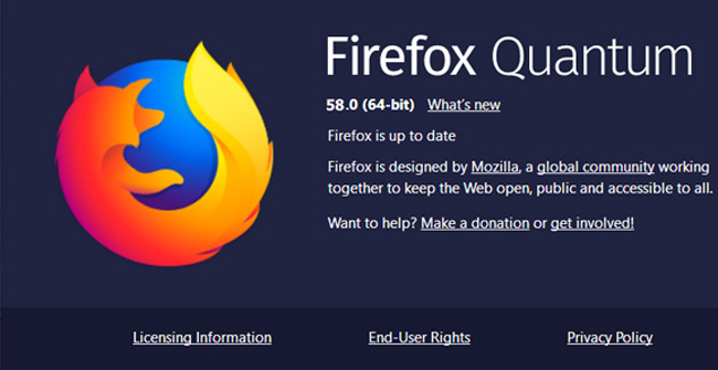 Mozilla đã phát hành bản chính thức của trình duyệt Firefox Quantum 58 trên trang chủ của mìn