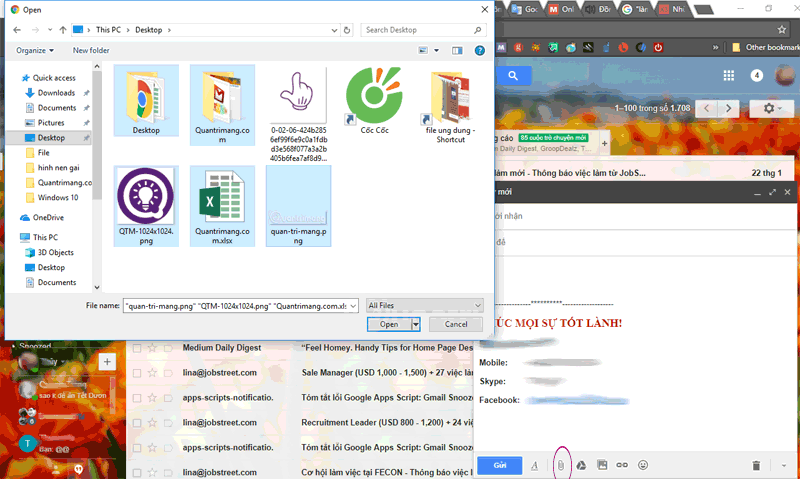 Đính kèm file trong Gmail