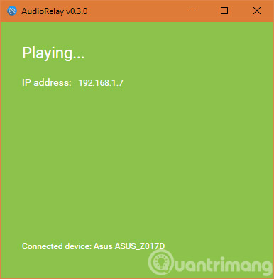 Nếu kết nối thành công tên thiết bị Android sẽ ở dưới cửa số AudioReplay.