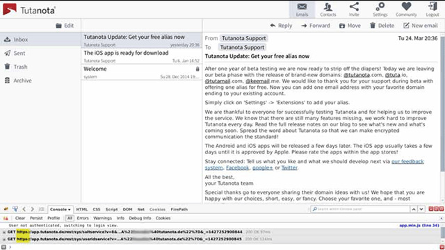 Dịch vụ email Tutanota 