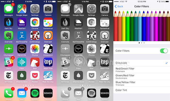 Chuyển màn hình iPhone sang màu xám