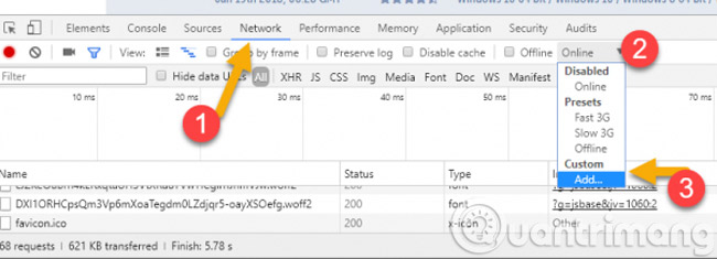 Thiết lập một số cài đặt trong Developer tools.
