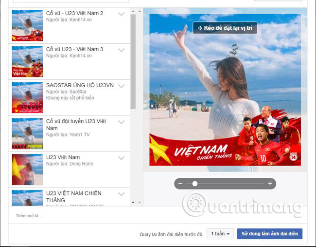 Nhấn nút sử dụng ảnh đại diện.