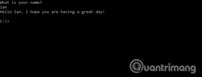 Chương trình được mở ra trong dòng lệnh Windows