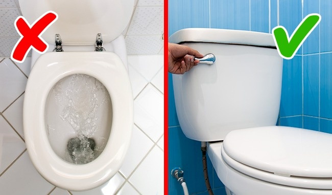 Gạt công tắc nước trong toilet