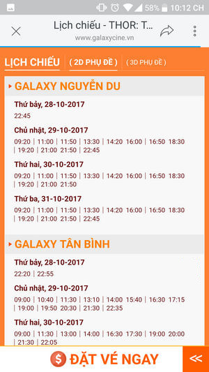 Cuối cùng xem thời gian và đặt vé 