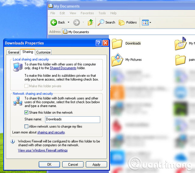 Tính năng Simple File Sharing