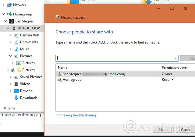 Tính năng HomeGroup