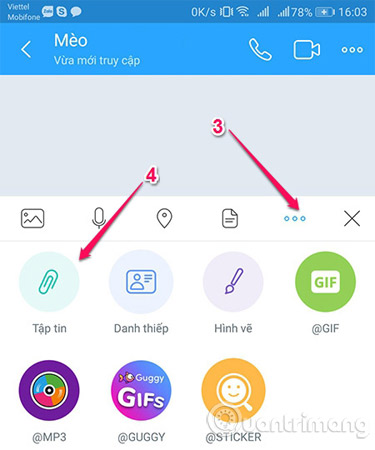 Chọn biểu tượng dấu 3 chấm.