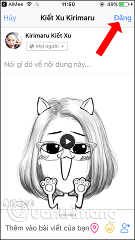 Đăng sticker lên Facebook 