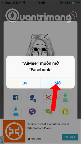 Chia sẻ sticker lên Facebook