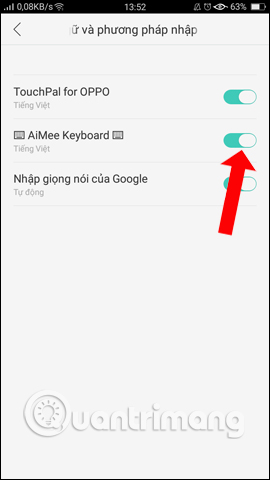 Bật bàn phím AiMee