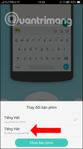 Chọn bàn phím AiMee