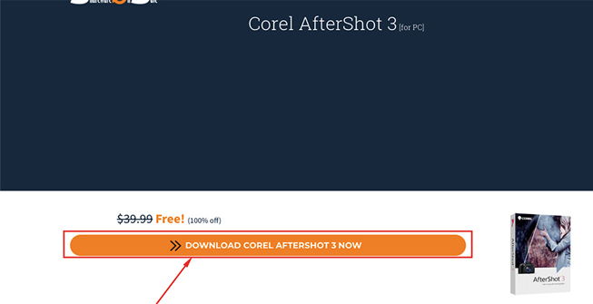Kích chuột vào ô DOWNLOAD COREL AFTERSHOT 3 NOW