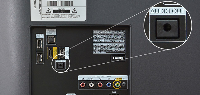 Kết nối loa với tivi bằng jack âm thanh trắng - đỏ.
