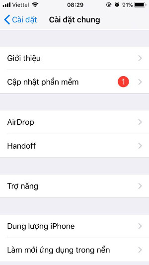 Chọn cập nhật phần mềm 