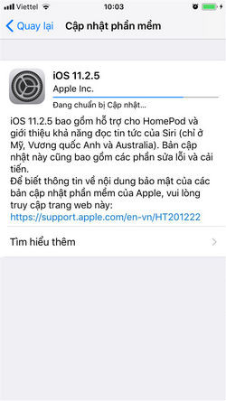 Cập nhật lên iOS cao hơn 