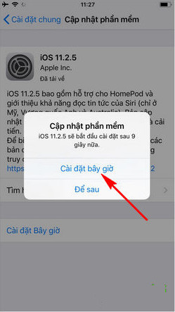 Chọn cài đặt ngay bây giờ 