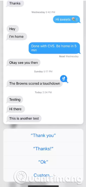 Gửi tin nhắn trả lời nhanh