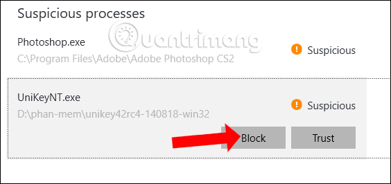 Chặn tiến trình nguy hiểm