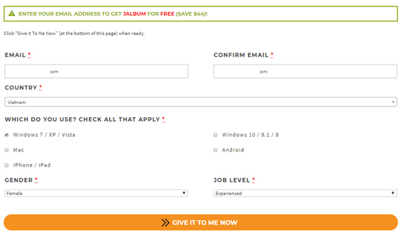 Điền đầy đủ các thông tin được yêu cầu