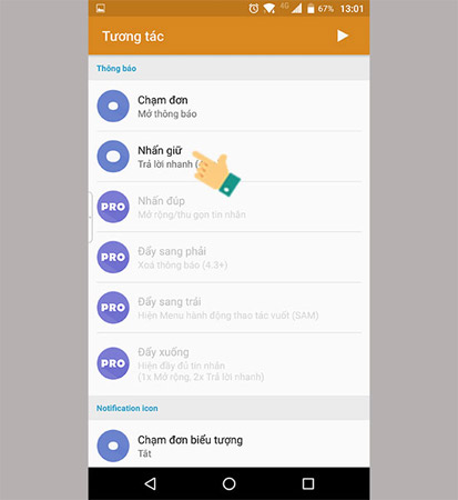 Chọn Tương tác.
