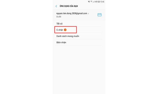 Cập nhật ứng dụng.