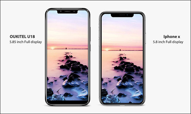 Hình ảnh so sánh kích thước của iPhone X và U18