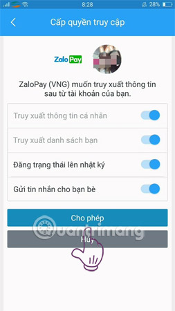 Nhấp cho phép.