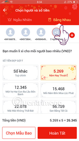 Hoặc chọn Bằng nhau.