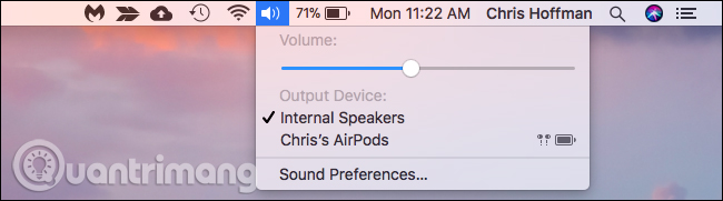 Chọn AirPods trên máy Mac