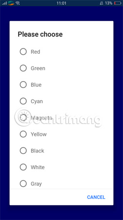 Hoặc nhấn giữ màn hình để xuất hiện bảng tùy chọn màu.