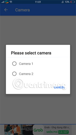 Chọn Camera trước hoặc sau để kiểm tra.