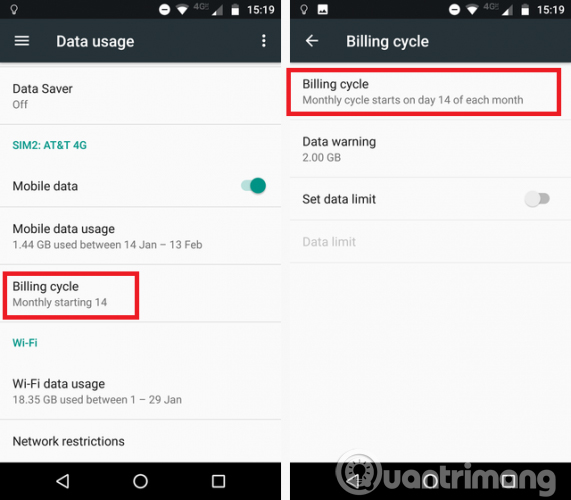 Đặt giới hạn sử dụng dữ liệu di động