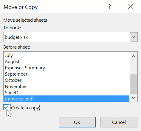 Chọn hộp bên cạnh Create a copy (Tạo một bản sao), sau đó nhấp vào OK.