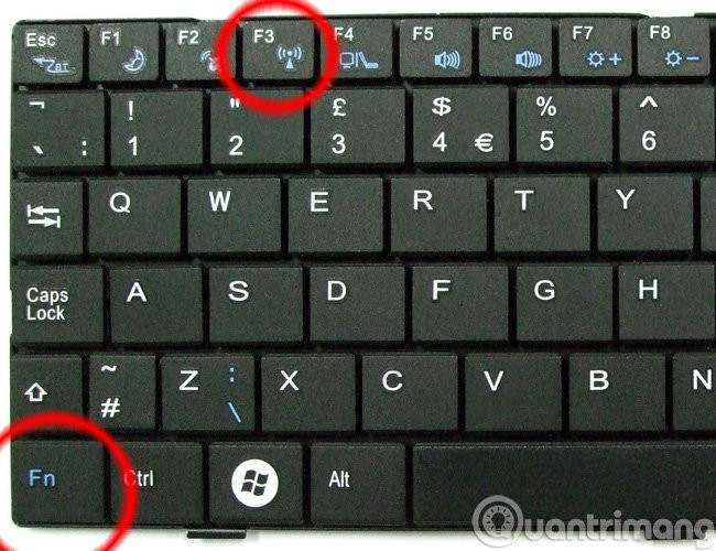 Cách bật wifi với phím Fn 