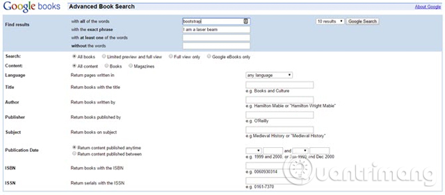 Trang tìm kiếm sách nâng cao