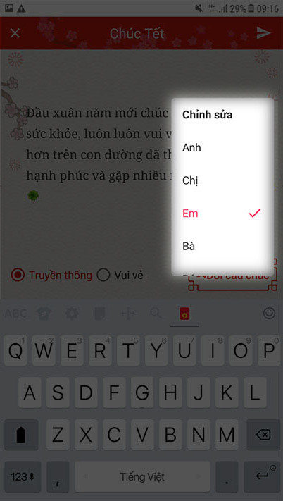 Tích vào để sửa 