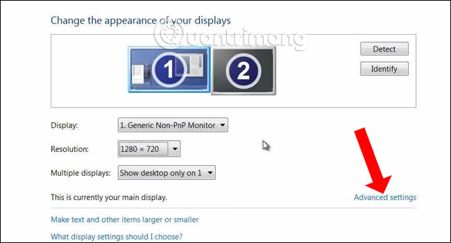 Cài đặt nâng cao màn hình