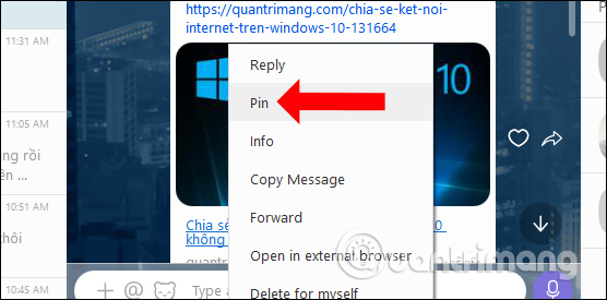 Ghim tin nhắn có sẵn