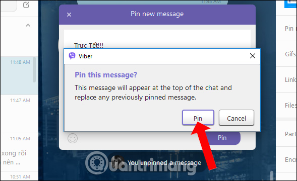 Pin tin nhắn Viber mới