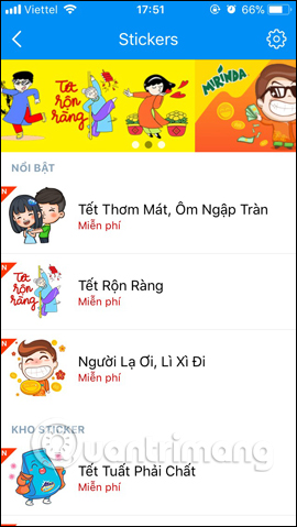 Danh sách sticker Tết